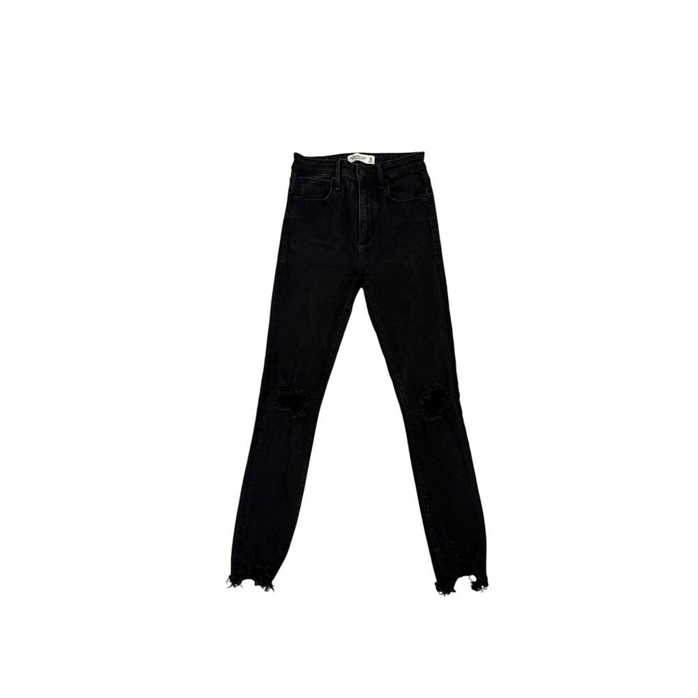 Abercrombie & Fitch Denim Super Skinny Ankle High Rise Black Jeans Size 24 (00)